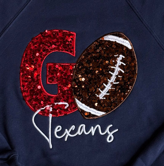 Go Texans Football Sweatshirt Sequin