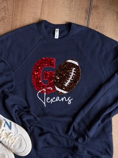 Go Texans Football Sweatshirt Sequin