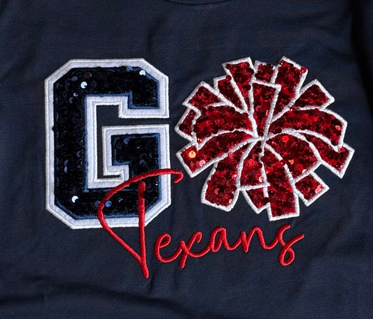 Go Texans Cheer Sweatshirt Sequin