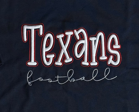Puff Embroidery Texans Football T-Shirt